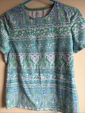 2 for $20. Talbots Green & Blue Short Sleeve Printed Tee